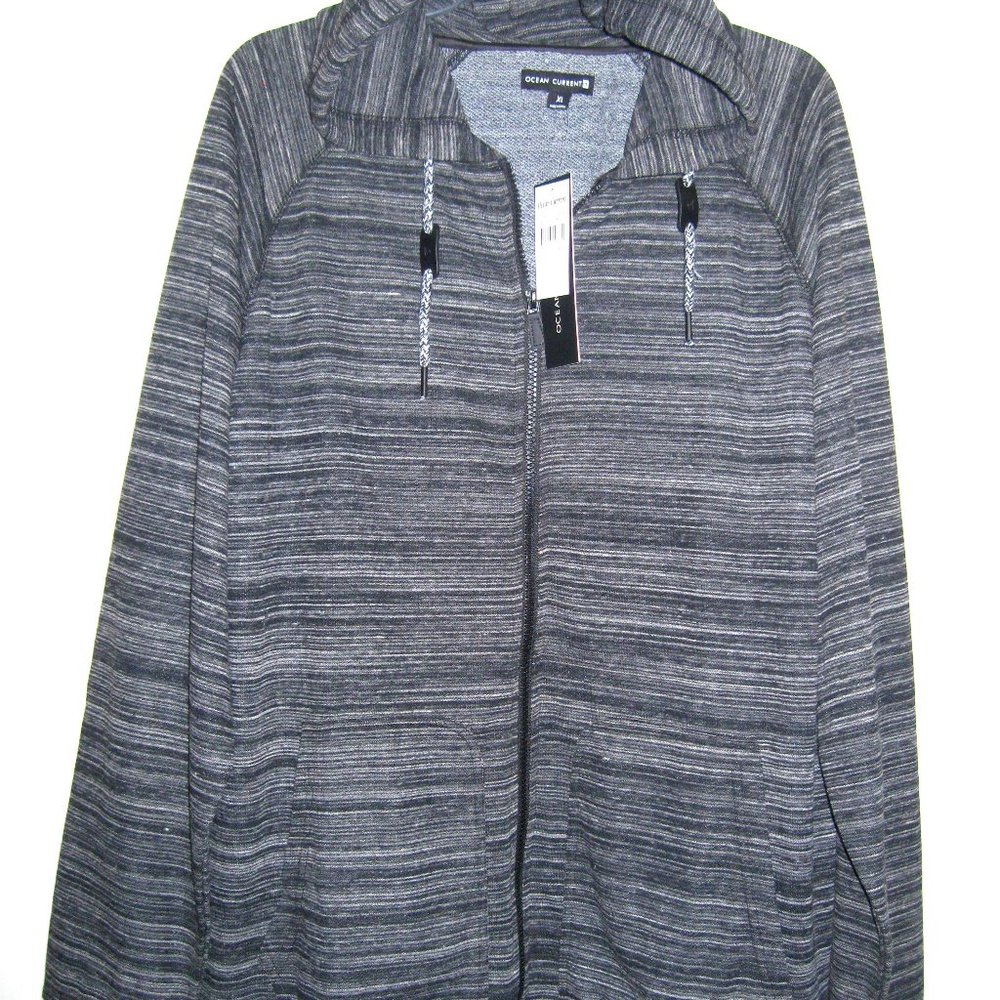 NEW Mens Full Zip Fashion Jacket Hoodie Sweatshirt Black XLarge